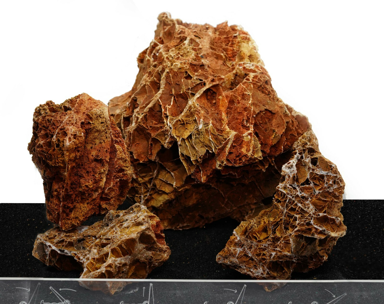 Maple Leaf Rock  ( S ) – Natural Reddish-Brown Aquascaping Stone with White Veins