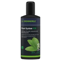 DENNERLE Plant System V30 fertilizer bottle for large aquatic plant aquariums, 250 ml, with green label text