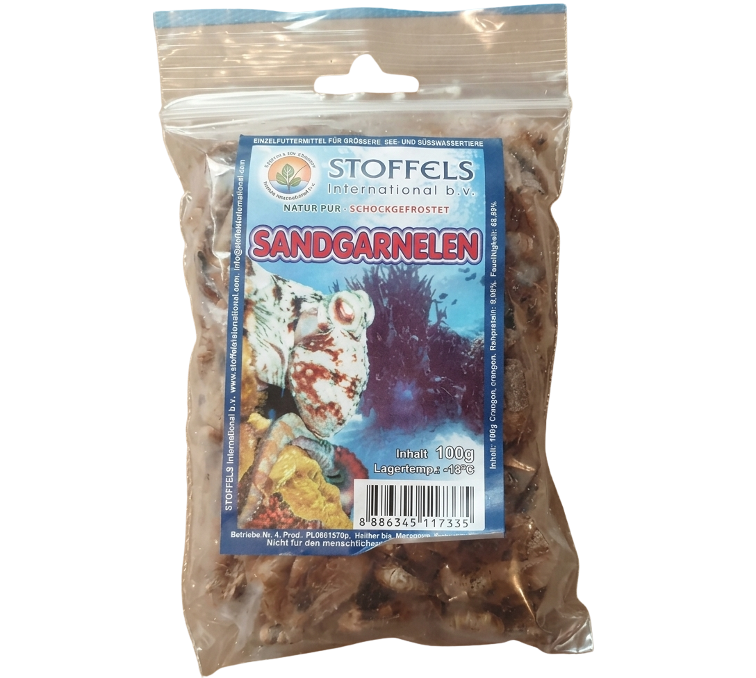 Stoffels Frozen Sand Shrimps (Crangon crangon) – 100g Bag