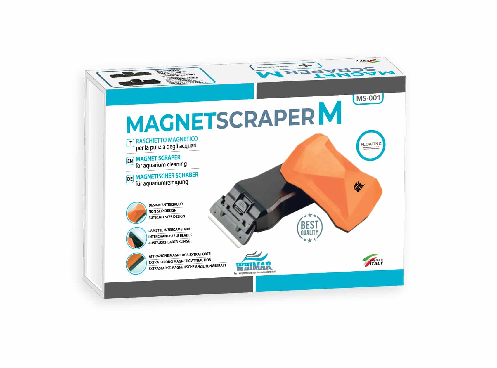 Whimar Magnet Scraper M | Floating Magnetic Aquarium Cleaner (Up to 10mm)